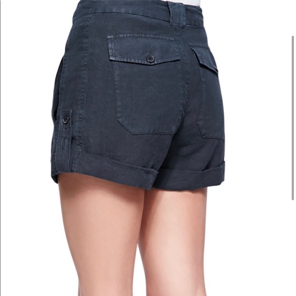Vince Dark Gray Linen Cuffed Shorts - Picture 2 of 10
